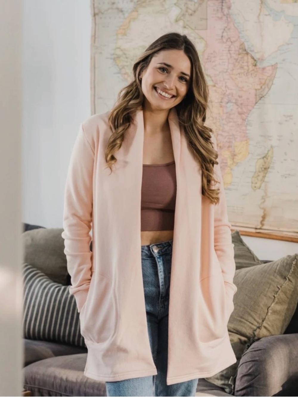🇨🇦🇨🇦Blondie Apparel Classic Britton Cardigan in Blush Pink XL